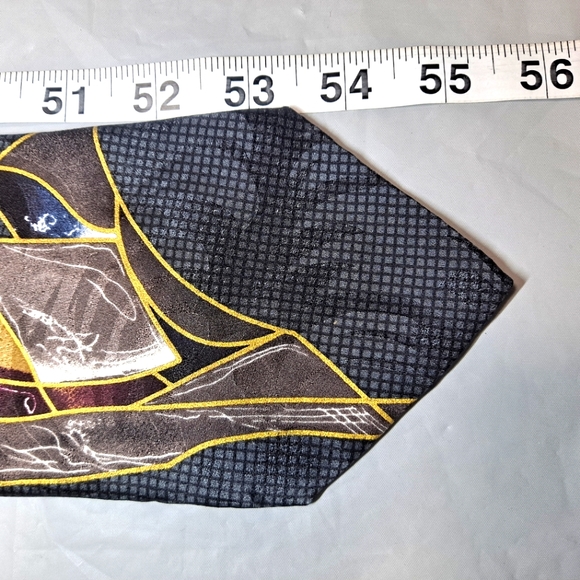 Geoffrey Beene 💯 Silk Men's Necktie 55-57" x 4" Gray/Burgundy Abstract USA Made - Picture 9 of 9